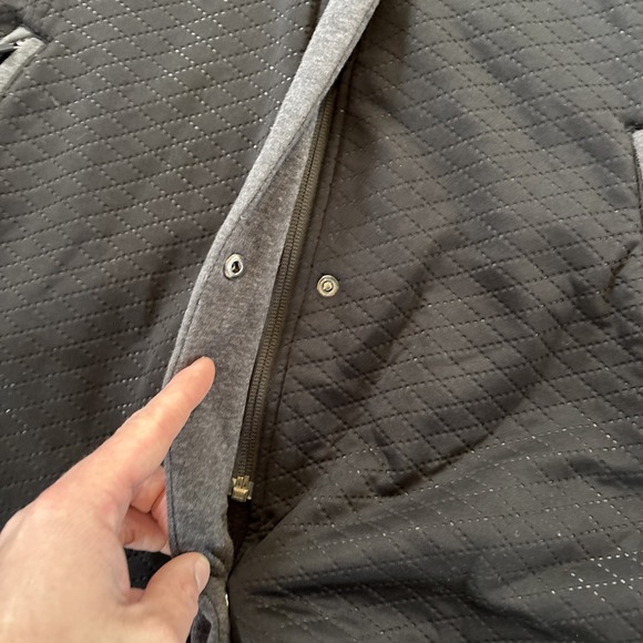 THE NORTH FACE Womens ReCOVER UP Fleece Hooded Jacket Coat BLack Gray Large L - Picture 4 of 8